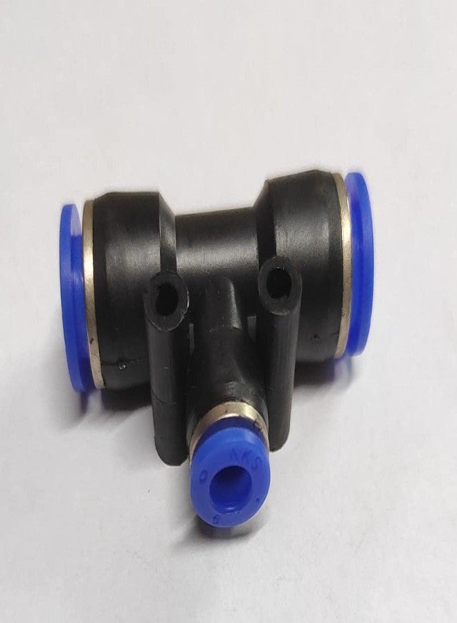 CRAFTSFY 10mm X 6mm X10mm One Touch Push In T Shape 3 Way Connector Quick Fittings Pneumatic Straight Push in Pneumatic Quick Fittings Pneumatic Connector Size 10mm X6mm X10mm T(Pack of 1) - Image 1